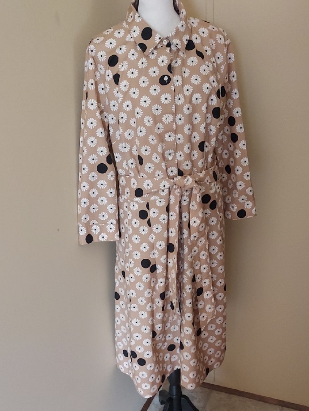 Talbots Floral Poplin Button Down Shirt Dress